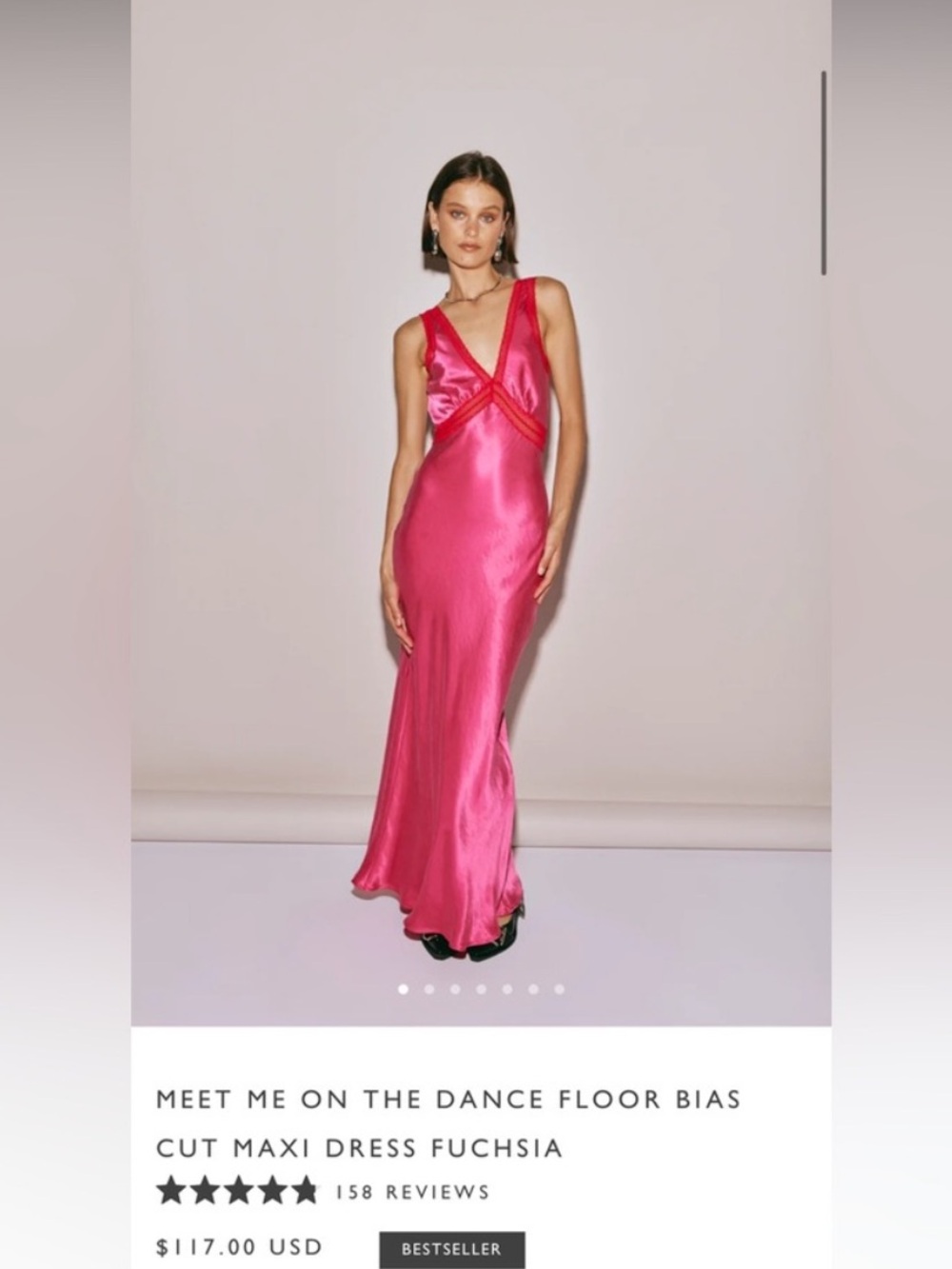 VRG Girl Meet Me On The Dance Floor Bias Cut Slip Maxi Dress Small Pink Red - Picture 14 of 15